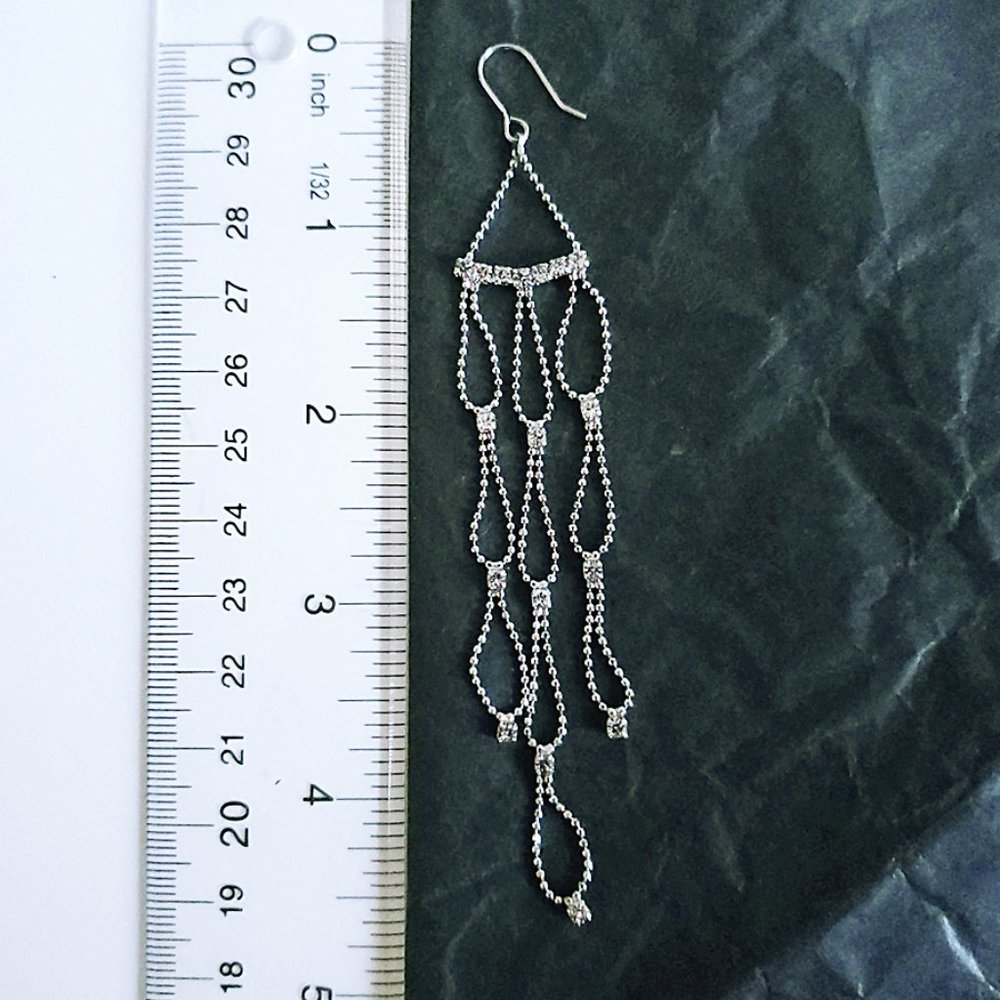 Long Dangle Rhinestone Earrings - Picture 5 of 8